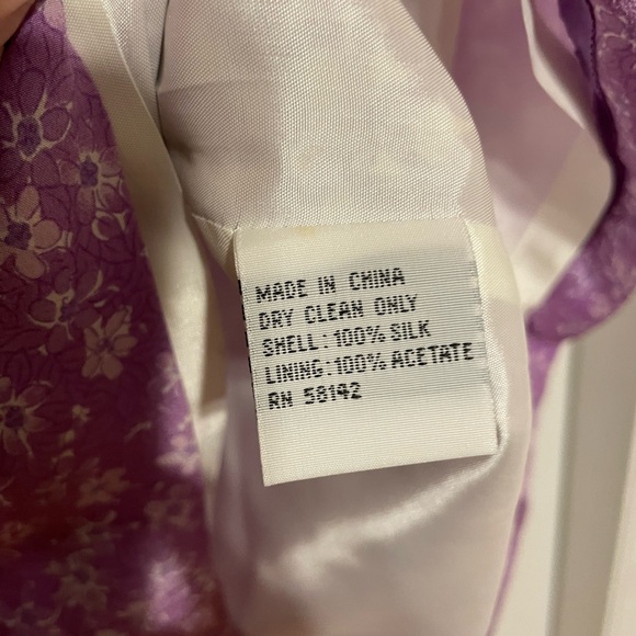 Talbots 100% Pure Silk Lavender Floral Dress - Size 2P - Picture 8 of 8
